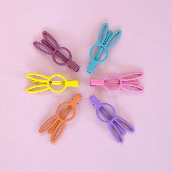 Bunny Rabbit Ear Collection of 6 Alligator Hair Clips for Kids or Adults Gift - Picture 1 of 2